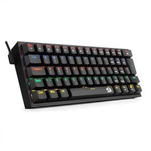 Teclado Mecanico Gamer Fizz Rainbow Preto Switch Azul  	Redragon PC