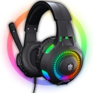Fone De Ouvido Headset Gamer Luz Led RGB Compatível com Computador