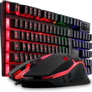 Kit Gamer Teclado Semi Mecanico Gamer Iluminado, Mouse Gamer Com Led USB 3200DPI, 7 Botões